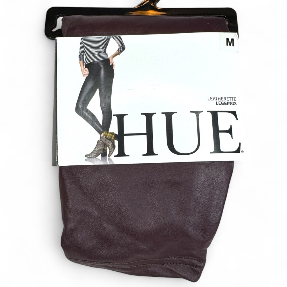 HUE Leatherette Leggings Womens Size M Java Brown‎ Soft Lining New